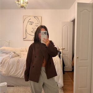Aritzia Chocolate Brown Pea Coat
